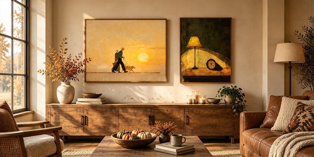 MontelleArt hand-painted artwork displayed in a gallery setting