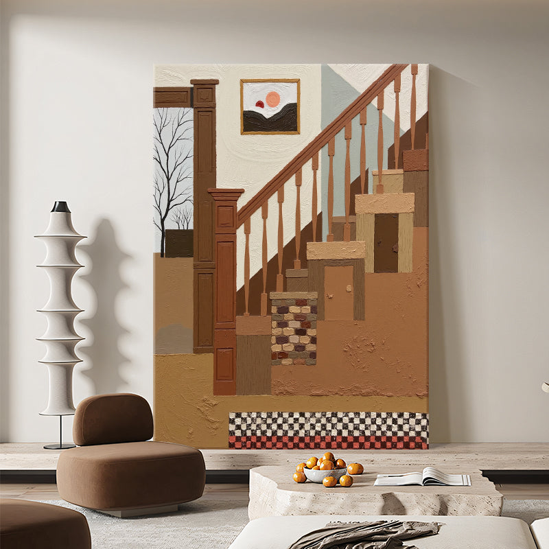 Architectural Staircase in Warm Earth