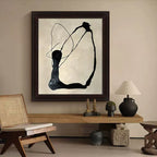 Calligraphic Ink Loop on Cream Canvas