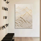 Textured Snow Mountain Peaks in Warm White