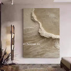 Diptych Abstract Ocean Foam in Heavy Relief