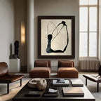 Calligraphic Ink Loop on Cream Canvas