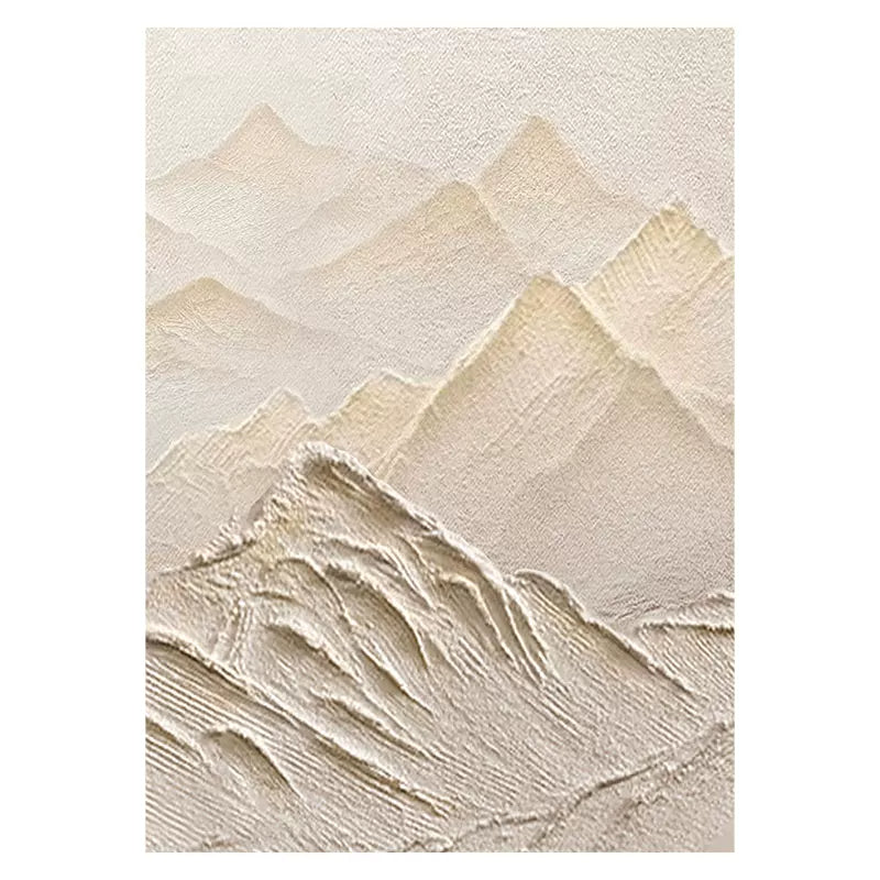 Textured Snow Mountain Peaks in Warm White