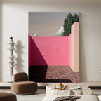 Pink Wall and Snow Mountains