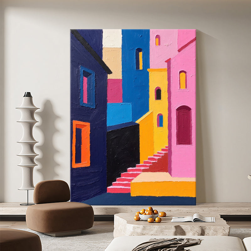 Colorful Village Stairway in the Sun