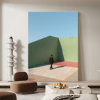Man in Hat on Green Wall