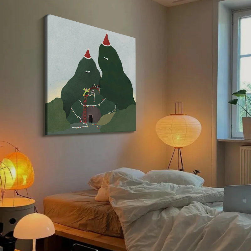 Festive Mountain Village Illustration