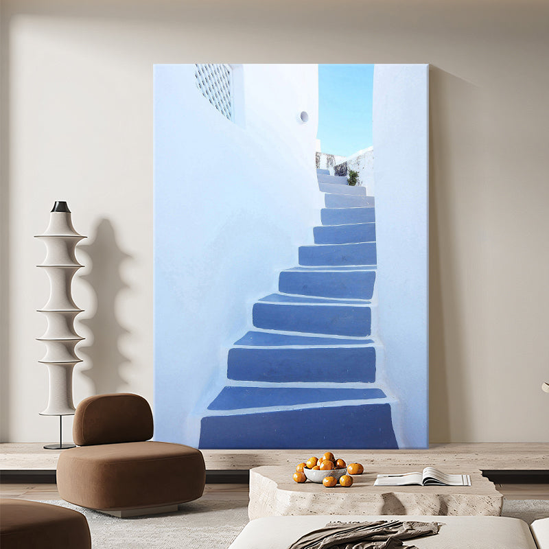 Santorini Blue Steps and Whitewashed Wall
