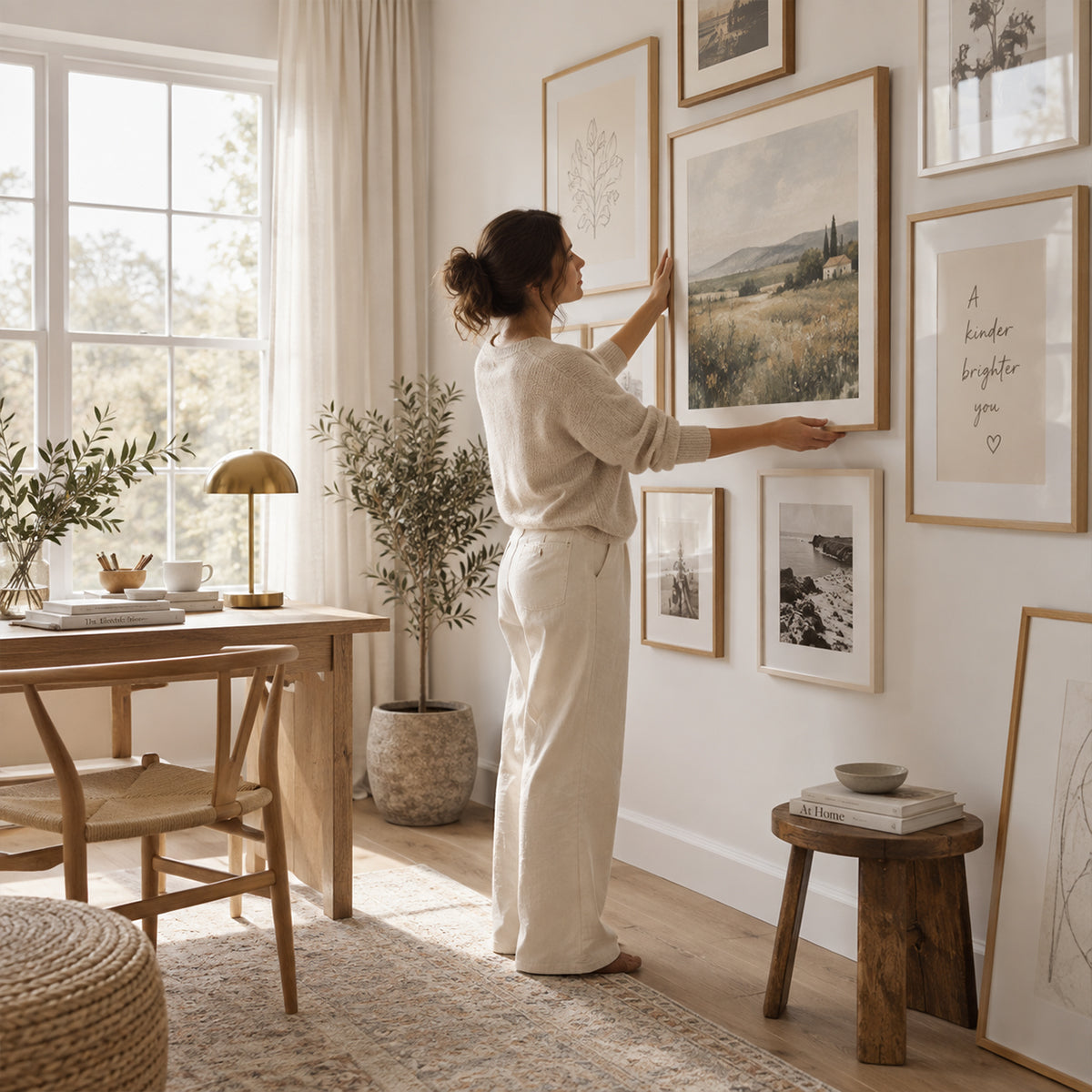 A painting bringing character to a thoughtfully designed room