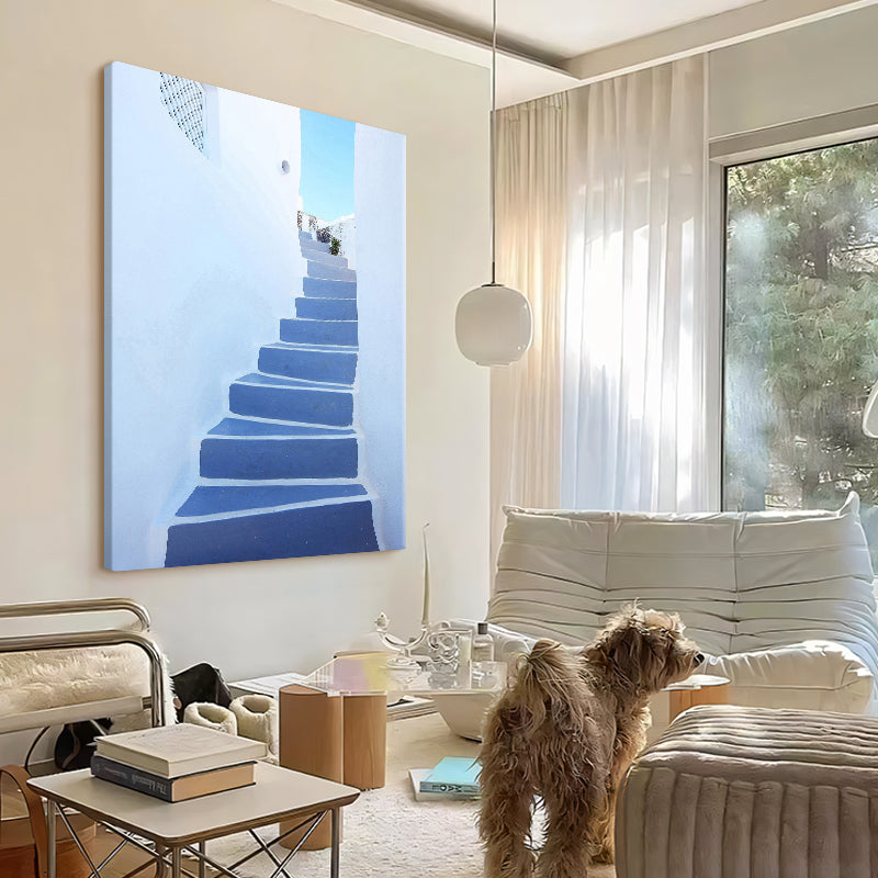 Santorini Blue Steps and Whitewashed Wall