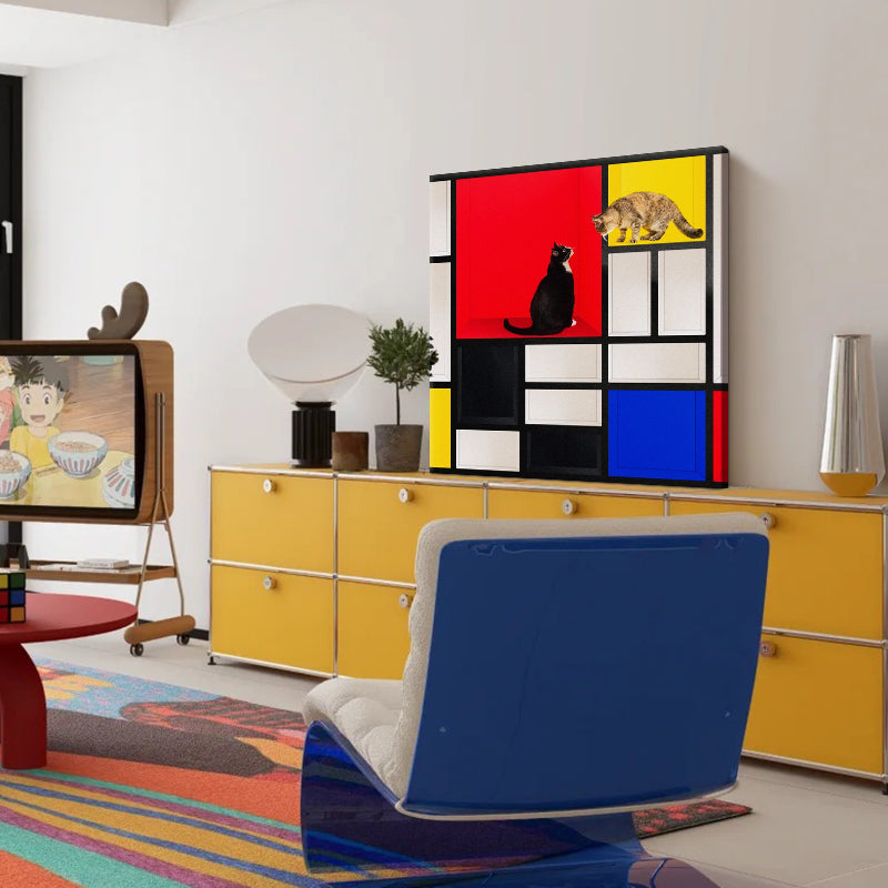 Composition in Red, Yellow, and Cats