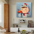 Boy in Chick Costume and Bouquet
