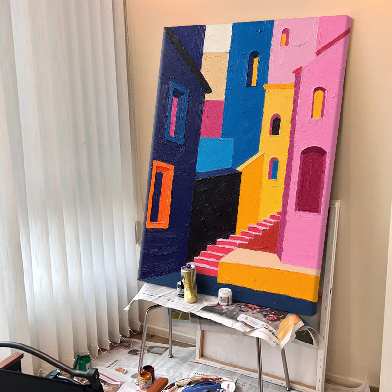Colorful Village Stairway in the Sun
