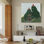 Festive Mountain Village Illustration