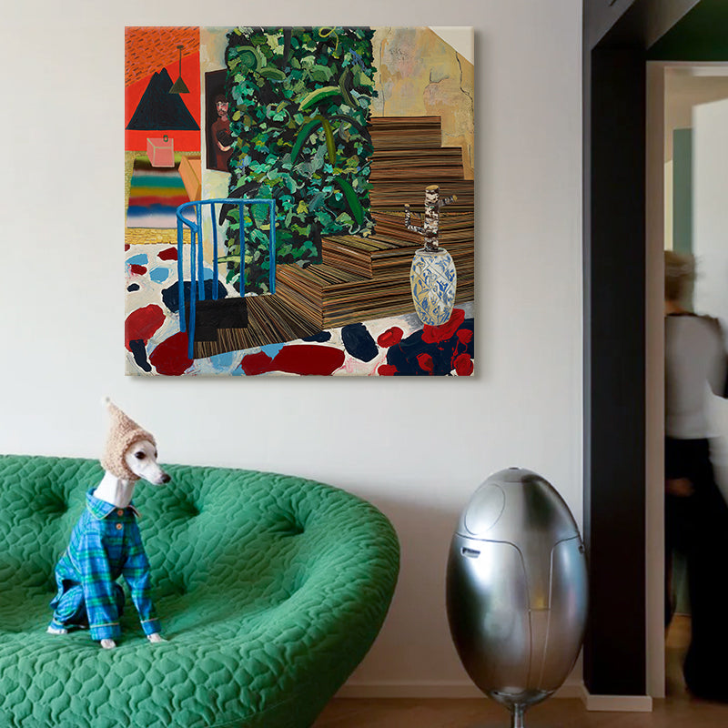 Interior with Blue Railing