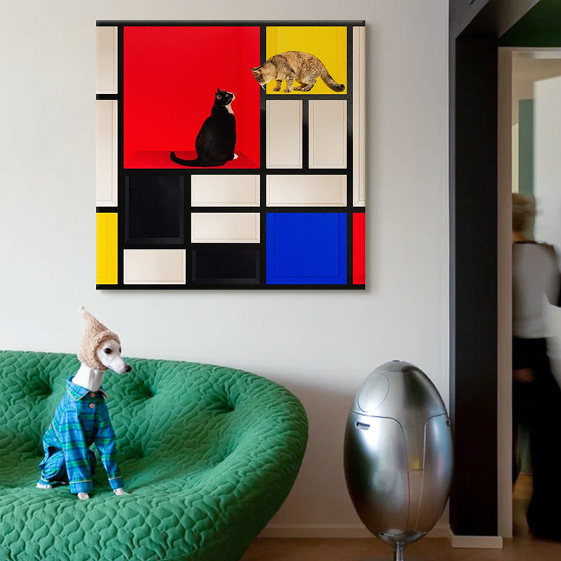 Composition in Red, Yellow, and Cats