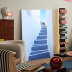 Santorini Blue Steps and Whitewashed Wall