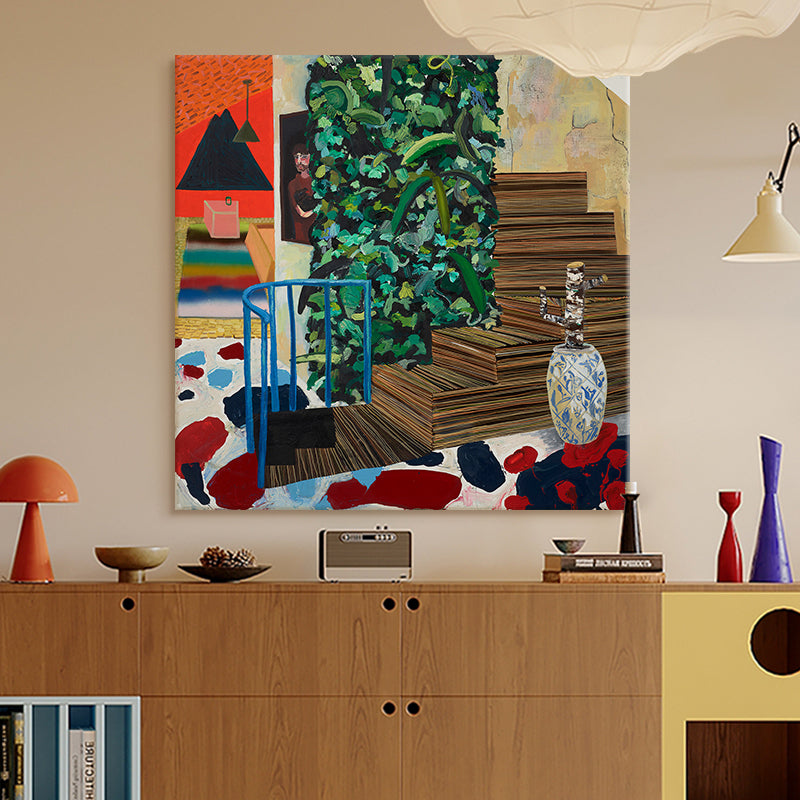 Interior with Blue Railing