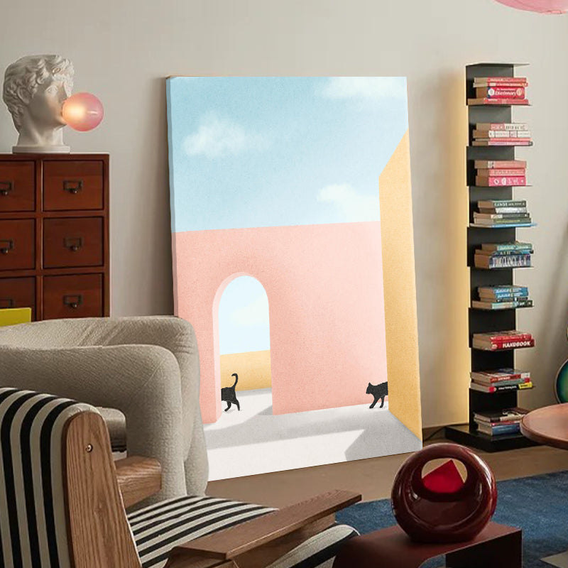 Shadows Along the Pink Wall