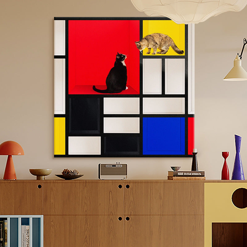Composition in Red, Yellow, and Cats