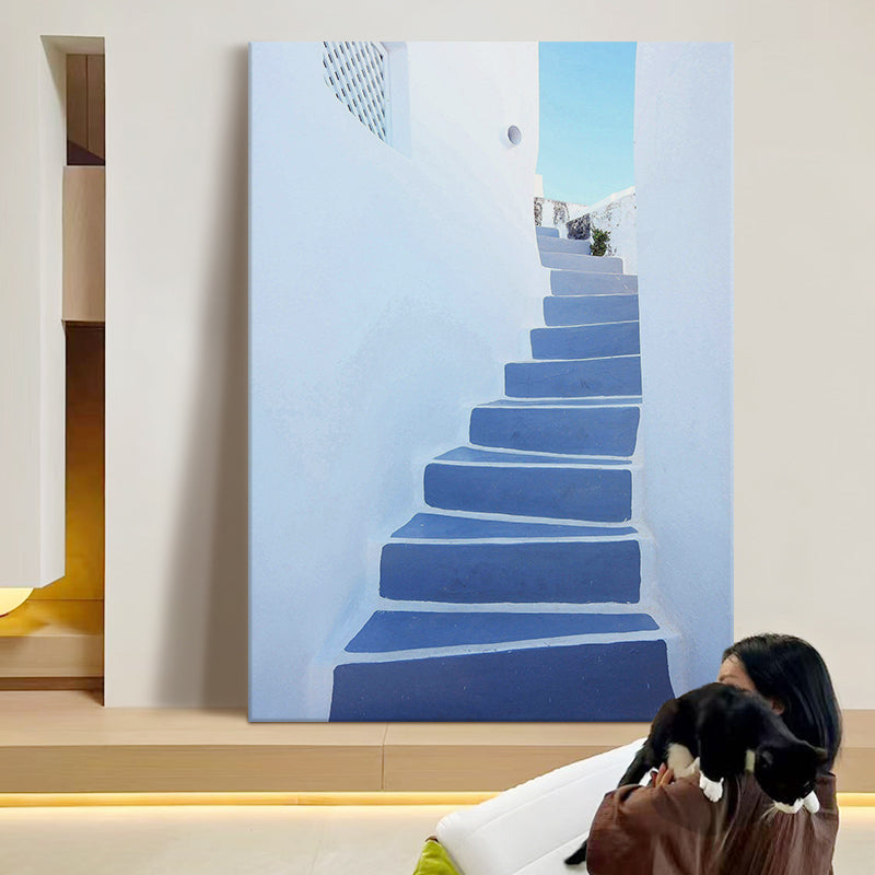 Santorini Blue Steps and Whitewashed Wall