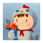 Boy in Chick Costume and Bouquet