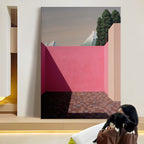 Pink Wall and Snow Mountains