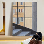 Sunlit Stairway through Window Frame