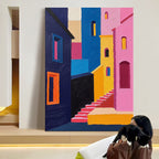 Colorful Village Stairway in the Sun