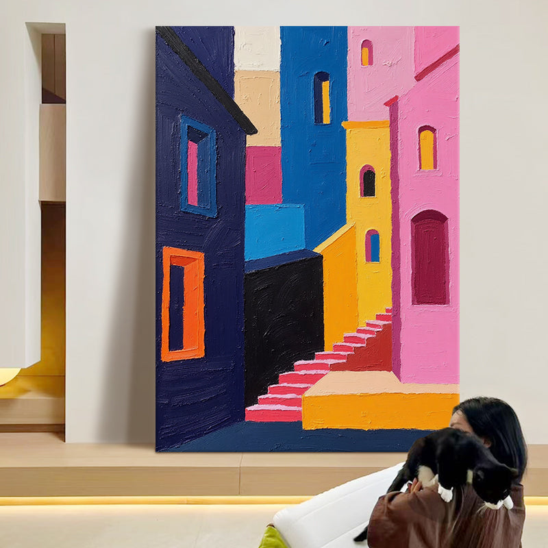 Colorful Village Stairway in the Sun