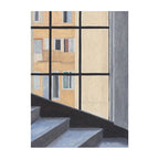 Sunlit Stairway through Window Frame