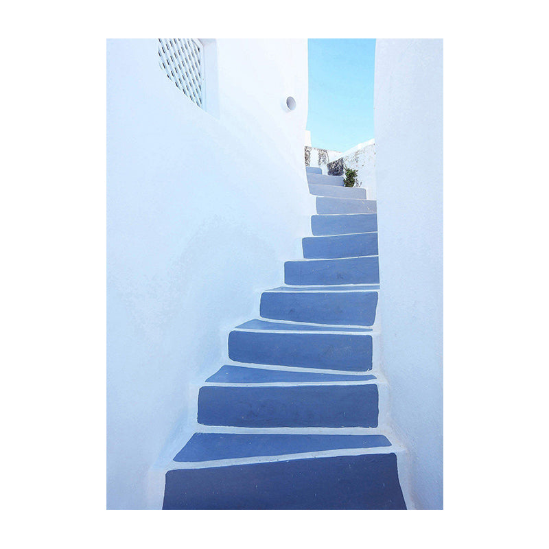 Santorini Blue Steps and Whitewashed Wall