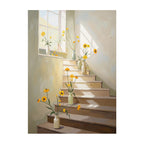 Yellow Flowers on Sunlit Stairs