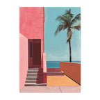 Pink Coastal Villa and Palm Tree